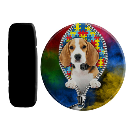 Petthouse | Beagle Autism Puzzles Zipper Print Spare Wheel Cover Neurodiversity Tire Cover Dog Lover Gifts