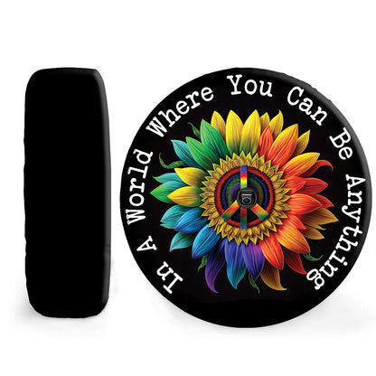 Petthouse | Hippie Peace Sign Tire Protector Spare Wheel Cover Sunflower Multicolor Spare Tire Cover