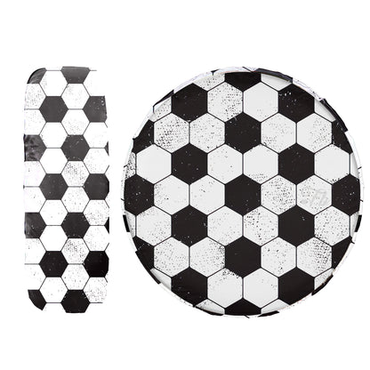 Petthouse | Grunge Soccer Ball Surface Spare Tire Cover, Geometric Pattern Tire Cover, Soccer Player