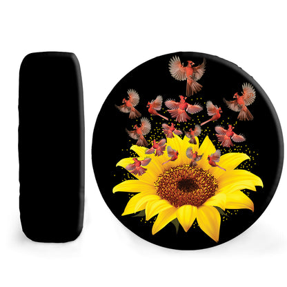 Petthouse | Cardinal Sunflowers Art Printed Spare Tire Cover, Cadinal Lovers Truck Decor Gift