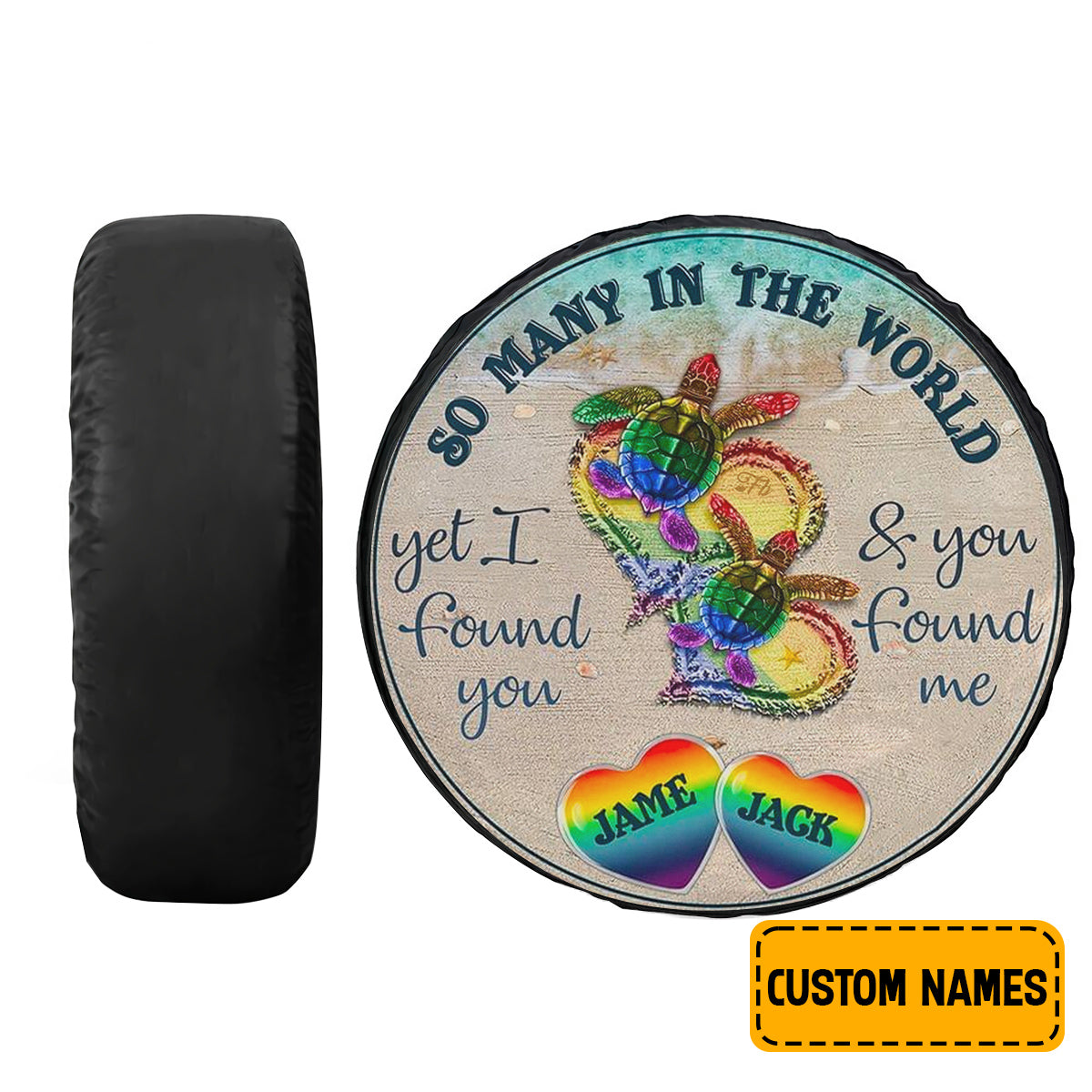 Petthouse | Customized Tire Cover So Many In The World Cover Rainbow Couple Turtle Wrap Lgbt Cover Car Decoration