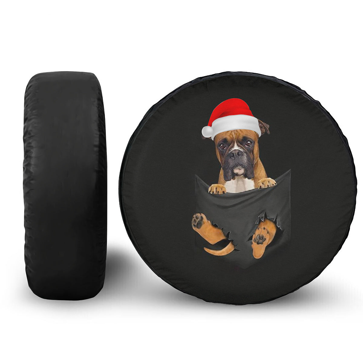 Petthouse | Pitbull Sit In Pocket Wheel Cover, Pitbull Santa Cracked Pocket, Merry X-mas Pitbull