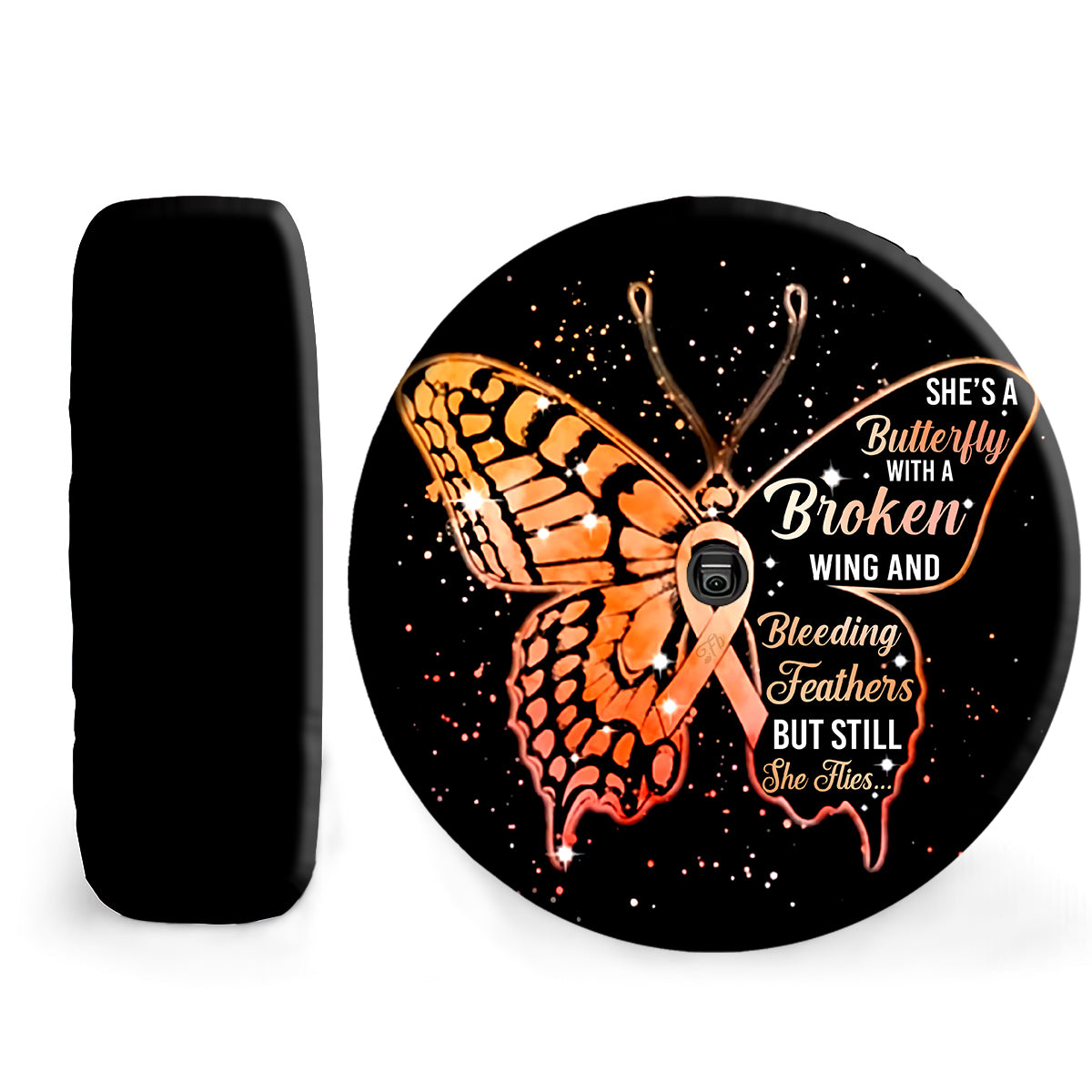 Petthouse | Strong Cancer Girls Universal Spare Tire Cover Broken Butterfly Tire Protector For Her Death Anni