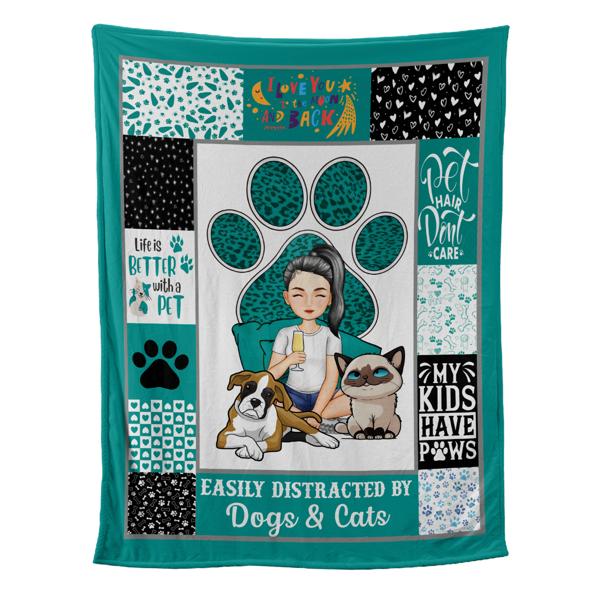 Petthouse | Personalized Pet Lovers Cozy Blanket, Easily Distracted By Dogs Throw Blanket, Life Is Better