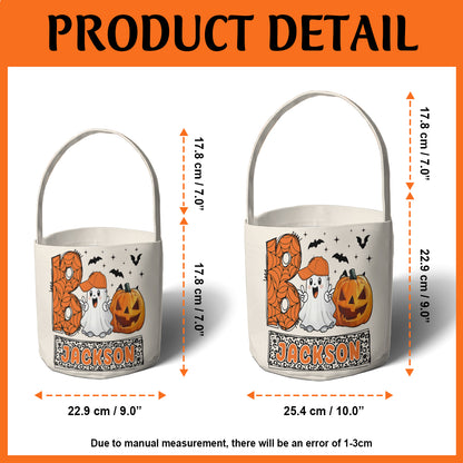 Petthouse | Personalized Boo Halloween Basket, Spooky Pumpkin Kid Bag, Trick Or Treat, Boo Candy Bag