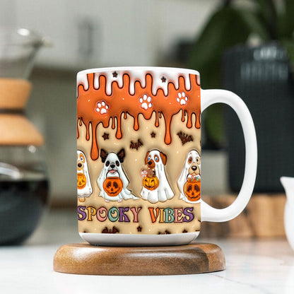 Petthouse | Spooky Dog 3d Inflated Mug, Halloween Dog Mug, 3d Mug Halloween, Halloween Pattern, Spooky Mug Fall Season