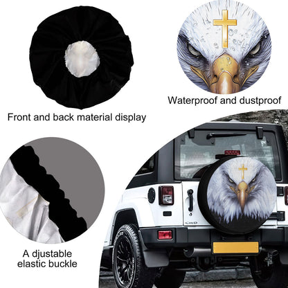 Petthouse | American Eagle Cool Universal Spare Tire Cover Jesus Cross Christian Catholic With Backup Camera Hole