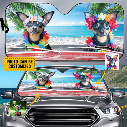 Petthouse | Chihuahua Beach Windshield Sun Shade Customized Foldable Car Sunshade Gift For Dog Lover