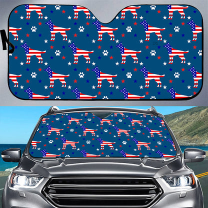 Petthouse | German Shepherd Pattern Windshield Sun Shade American Flag Auto Shade  American Pride