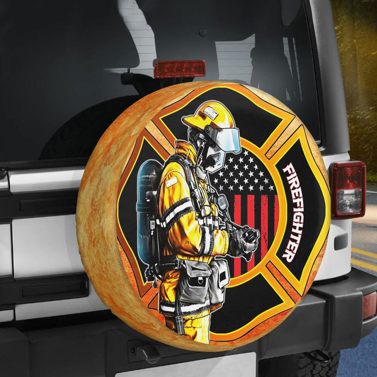 Petthouse | Fireman Firefighter Wheel Tire Covers Thin The Red Firefighter Dad Car Spare Tire Cover