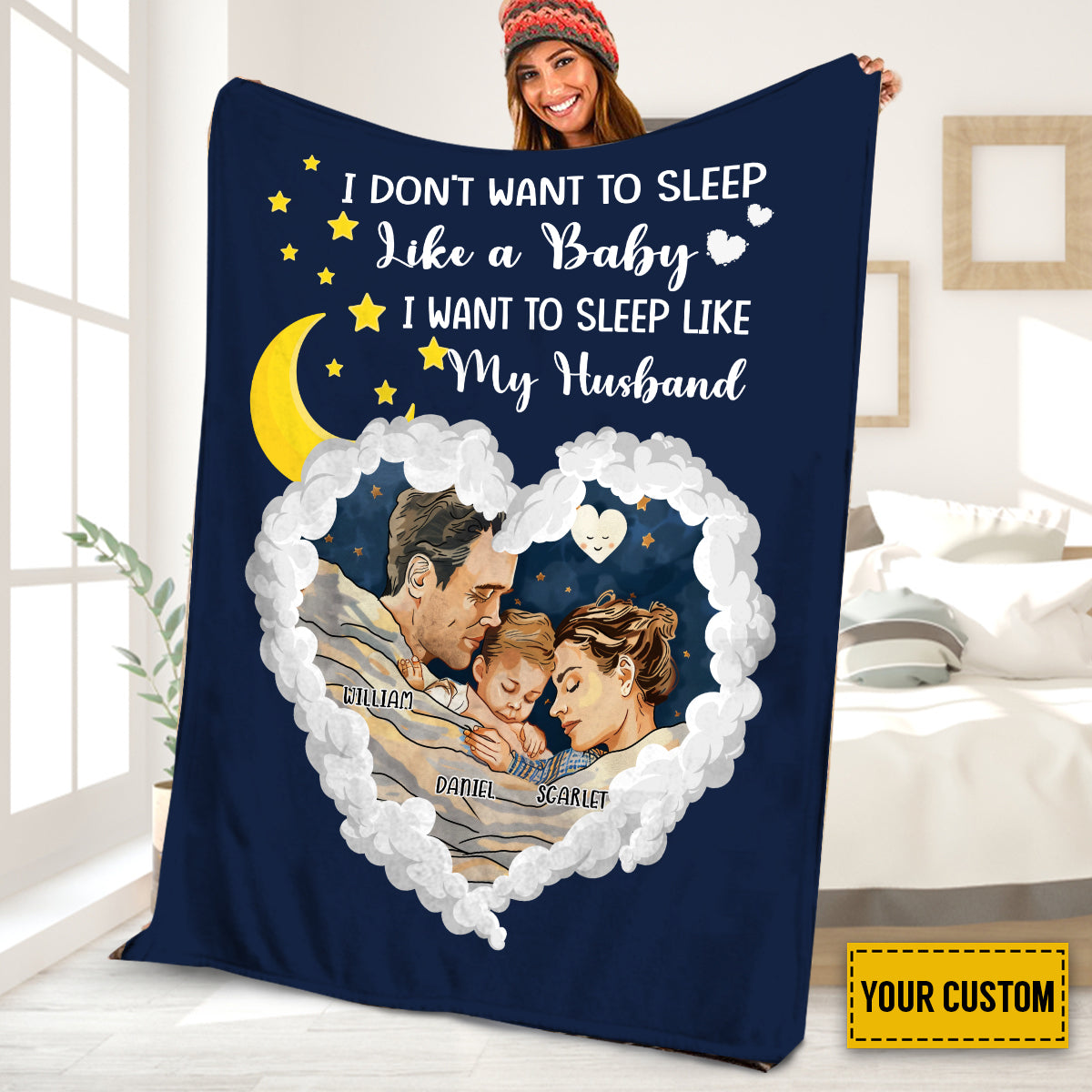 Petthouse | Personalized Sleep Like My Husband Throw Blanket, Family Fleece Blanket, Anniversary Husband Gifts