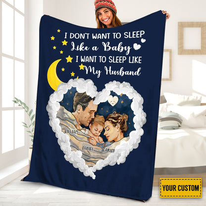 Petthouse | Personalized Sleep Like My Husband Throw Blanket, Family Fleece Blanket, Anniversary Husband Gifts