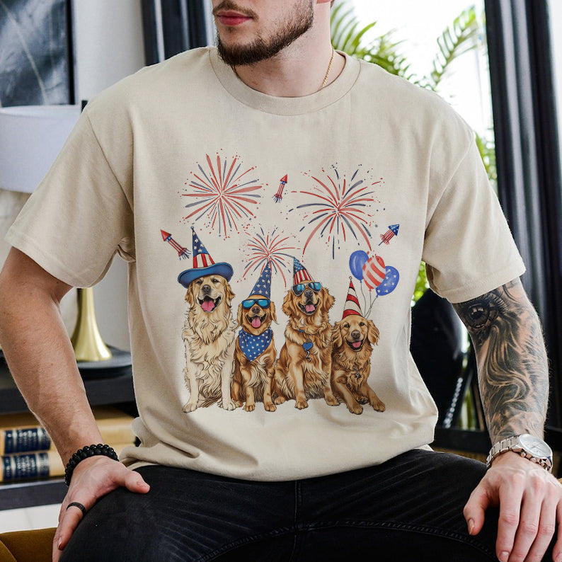 Petthouse | Golden Retriever 4th Of July Shirt, Independence Day Shirt, Dog Mom Fourth Of July