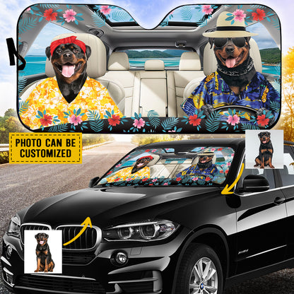 Petthouse | Rottweiler Hawaii Summer Sunshade For Car Customized Windshield Sunshade For Dog Mom Dog Dad