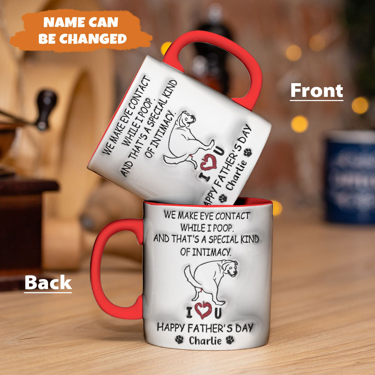 Petthouse | Custom We Make Eye Contact While I Poop 3d Inflated Effect Printed Mug , Father's Day