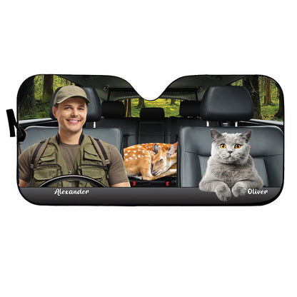 Petthouse | Customized Photo Hunting Together Sunshade Pet Lover Gift For New Car Windshield Car Accessories