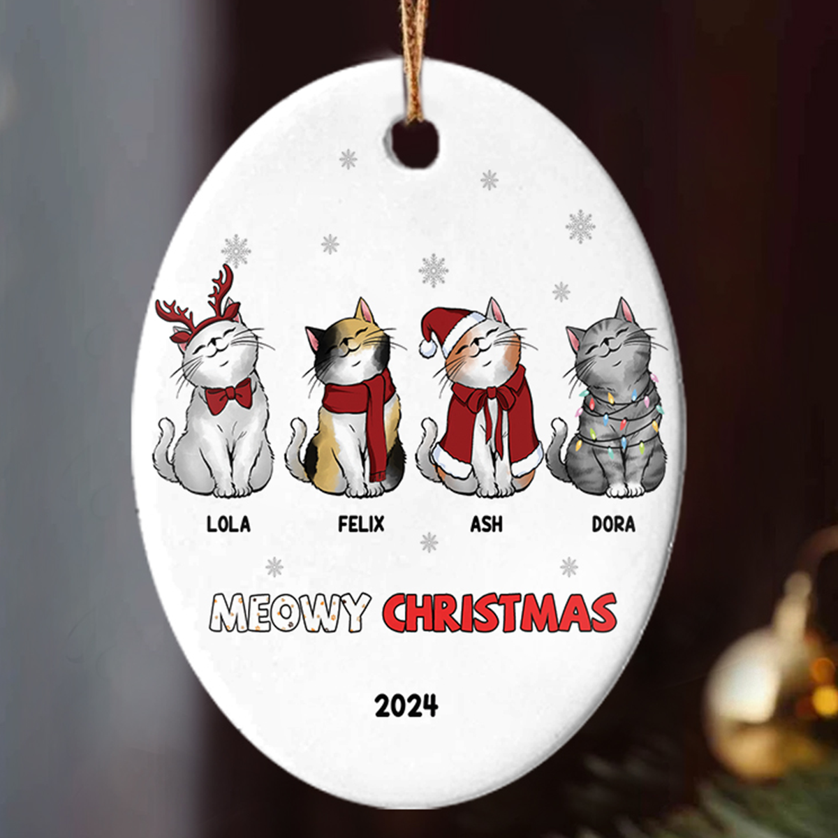 Petthouse | Custom Meowy Christmas Ornament, Pet Loss Memorial Gift, Xmas Gift, Meow Catmas, Christmas Gift