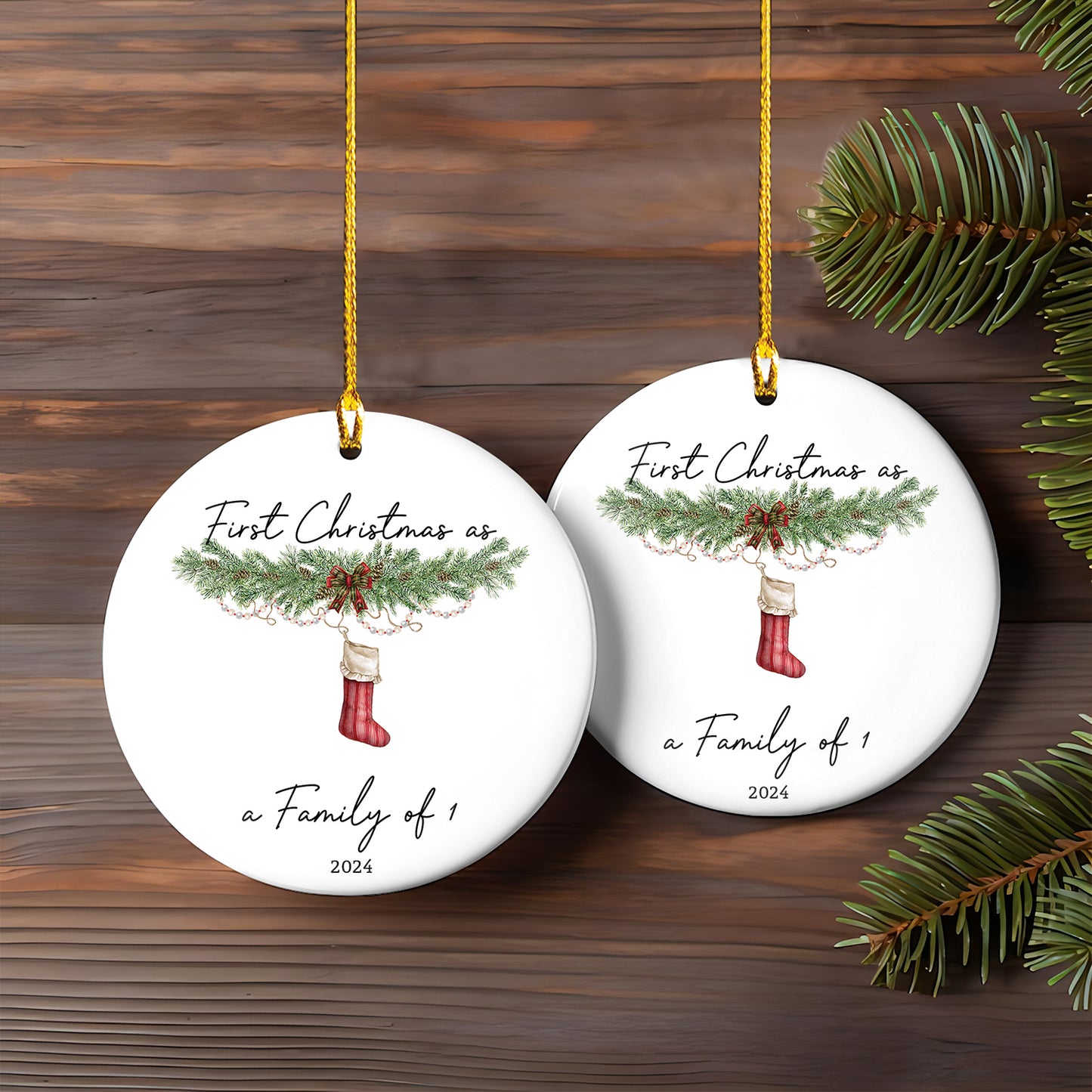 Petthouse | Personalized First Christmas As A Family Of 4 Ornament, First Christmas Bauble, Baby First Xmas