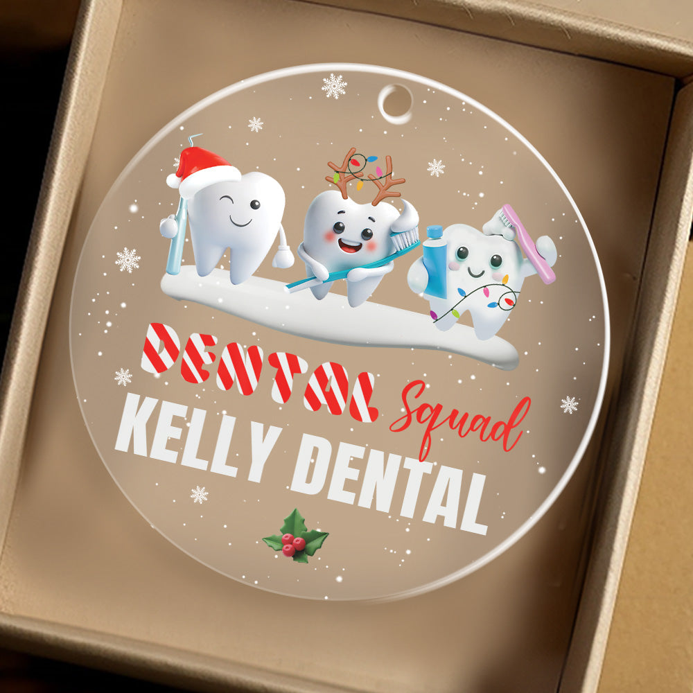 Petthouse | Personalized Dental Squad Ornament, Custom Brand Name, Dental Office Gift, Work Anniversary Gift