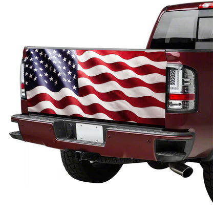 Petthouse | Grunge American Flag Print Tailgate Wraps Waving Usa Flag Vinyl Graphic Decal Sticker For Trucks