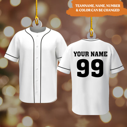 Petthouse | Custom Name Number Baseball Shirt Christmas Ornament, Flat Baseball Team Ornament