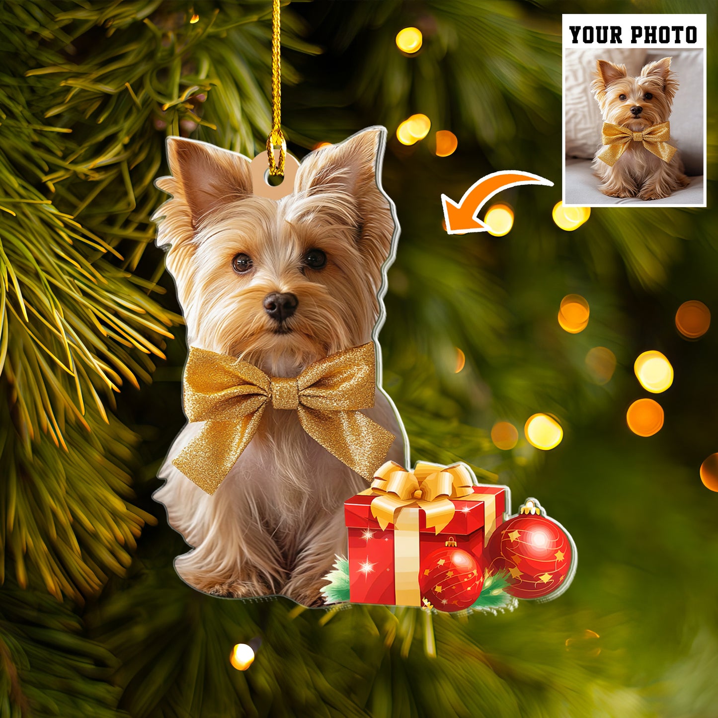 Petthouse | Customized Yorkie Puppy Christmas Ornament, Gift For Yorkie Mom, Christmas Ornament, Dog Keepsake