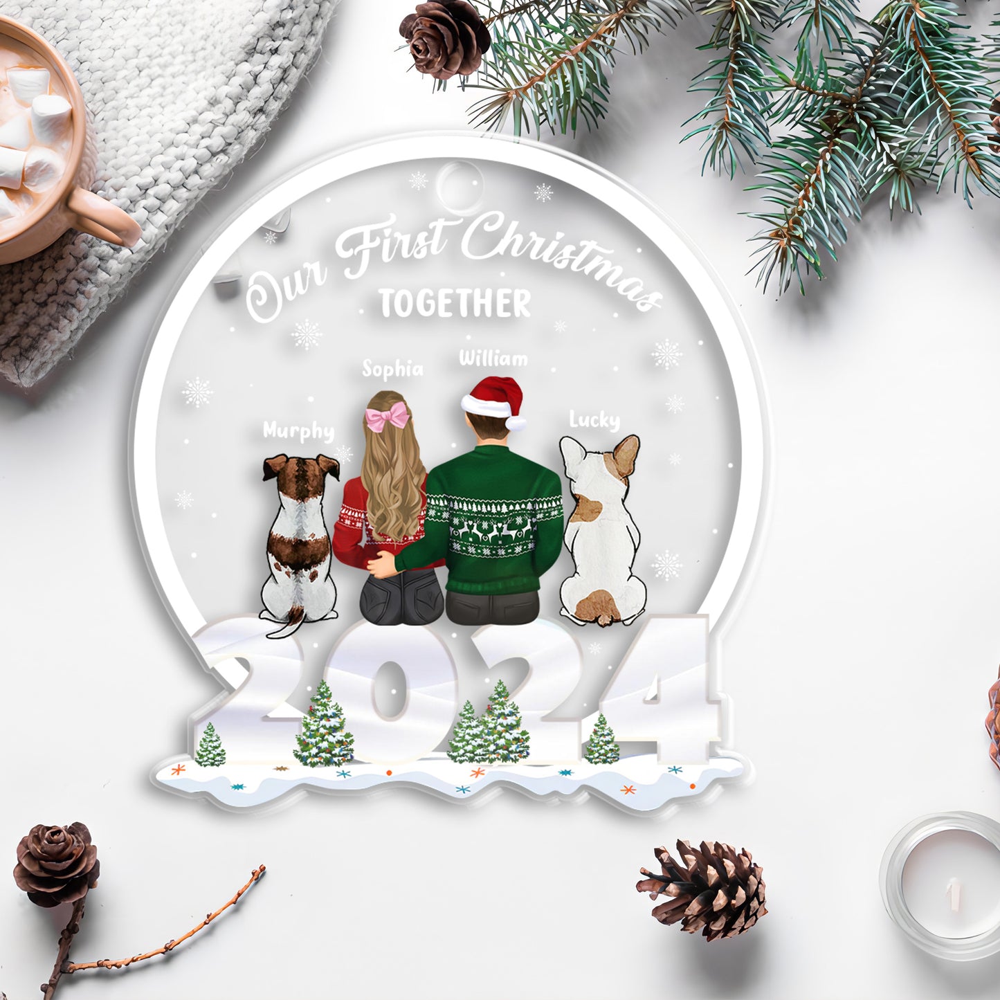 Petthouse | Our First Christmas Together With Dogs Ornament, Personalized Dog Christmas Ornament, Dog Family