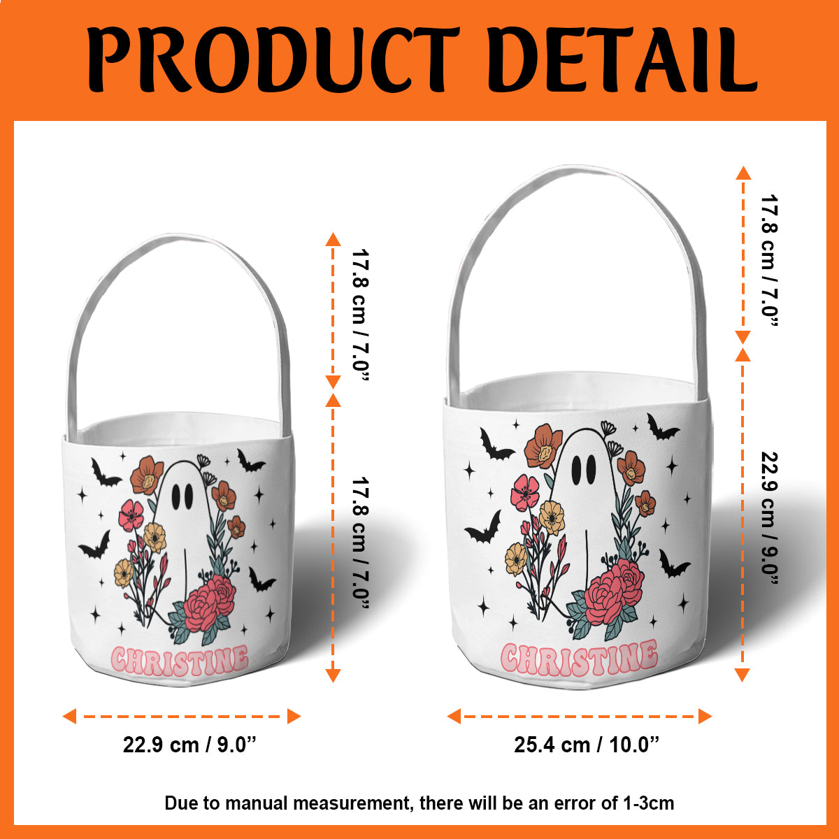 Petthouse | Personalized Trick Or Treat Basket, Halloween Candy Bag, Trick Or Treat Bag, Halloween Tote Bag