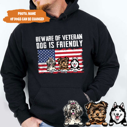 Petthouse | Custom Dog Beware Of Veteran Dog Is Friendly Shirt, Funny Dog 4th Of July Shirt