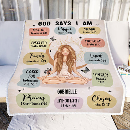 Petthouse | Yogi Yogis Personalized Blanket Yoga Girl God Says I Am Customize Blankets With Name God Inspiration