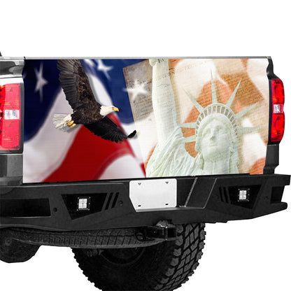 Petthouse | Truck Tailgate Wrap Bald Eagle Liberty Statue Patriotic Tailgate Wrap Decal Graphics Trucks Weatherproof