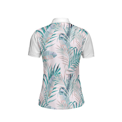 Petthouse | Tropical Leaf Golf Sport Polo Leaves Plants Pattern Polo Shirt Polo Activewear Workout Clothes Summer Vibes