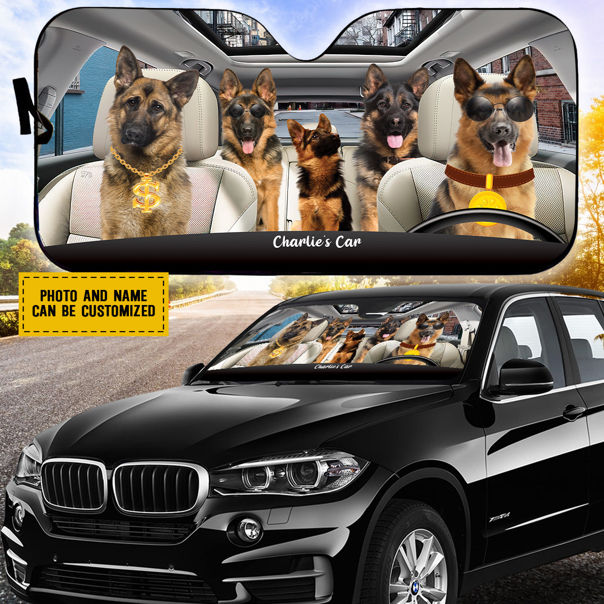 Petthouse | Customized Sunshade Dog Sunshade German Shepherd Rich Dog Windshield Sun Shade Gift For Dog