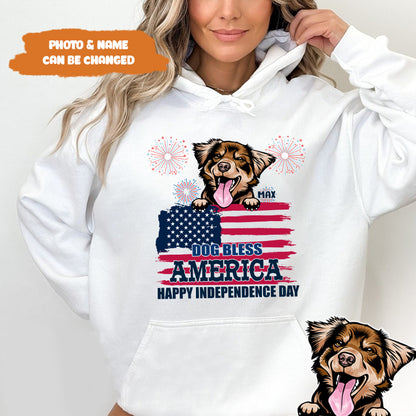 Petthouse | Custom Dog Bless America Shirt, Happy Independence Day, 4th Of July Dog Shirt, Dog Lovers