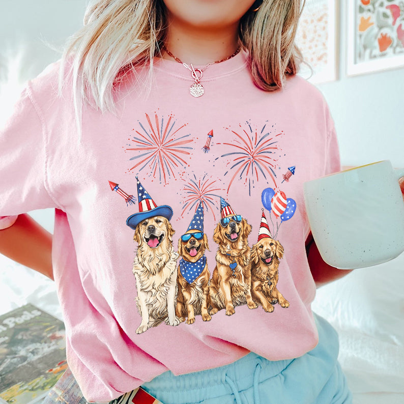 Petthouse | Golden Retriever 4th Of July Shirt, Independence Day Shirt, Dog Mom Fourth Of July