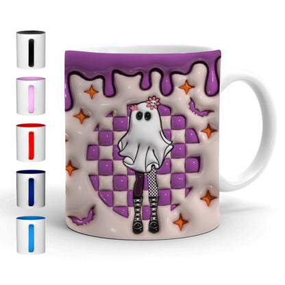 Petthouse | Cute Ghost Thick Thighs And Spooky Vibes Mug, 3d Inflated Effect Printed Ceramic Mug