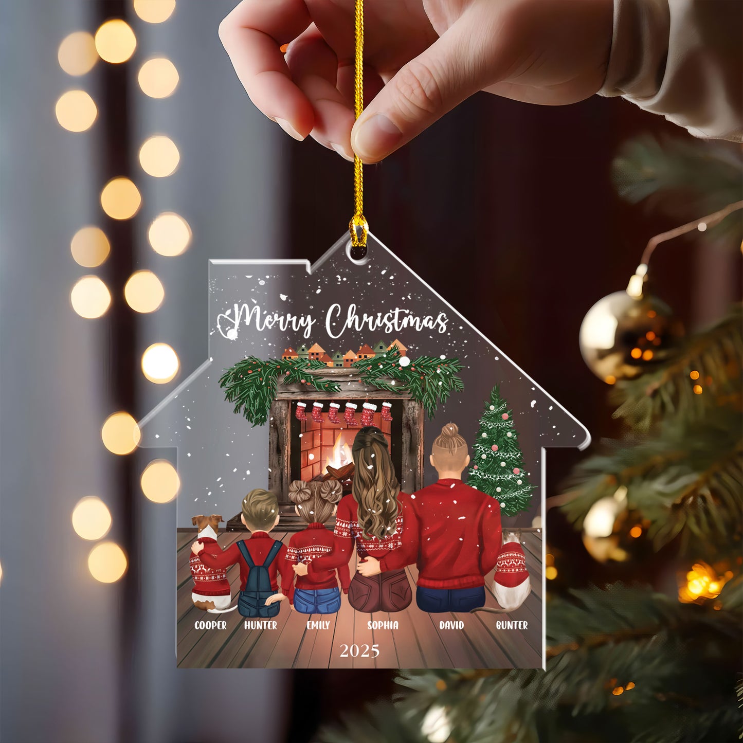 Petthouse | Personalized Family Christmas Ornament, Family Ornament With Pets, Family And Pet, Xmas Decor