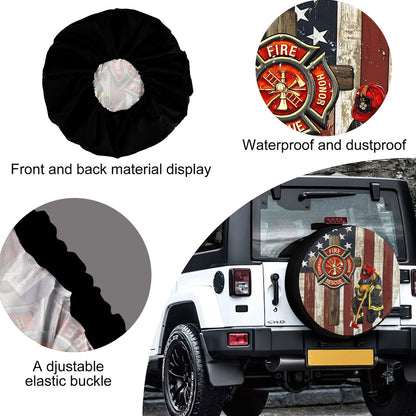 Petthouse | Christian Firefighter Usa Flag Farmhouse Spare Wheel Cover Dad Fireman Gift Spare Tire Cover