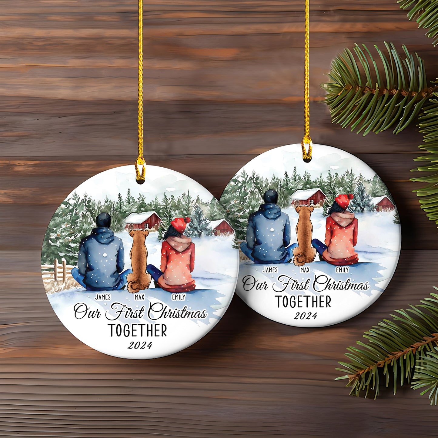 Petthouse | Our First Christmas Together Ornament, Custom Family With Pet Ornament 2024, Family Ornament