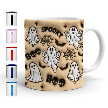 Petthouse | Spooky  Season Ghost Mug, Halloween 3d Inflated Mug, Puffy Spooky Ghost Mug, Spooky Ghost