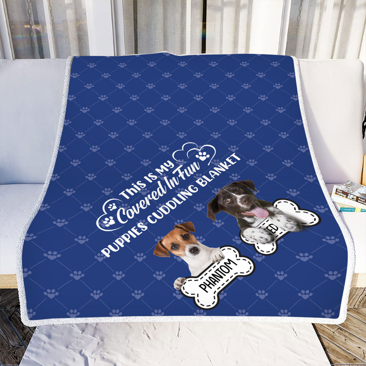 Petthouse | Personalized Photo Covered In Fur Dog Cat Blanket Warm For Traveling, Puppies Cuddling Blanket