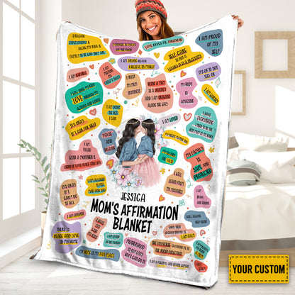 Petthouse | Personalized Happy Mother's Day Throw Blanket, Mom's Affirmation Fleece Blanket, Mental Health Mom