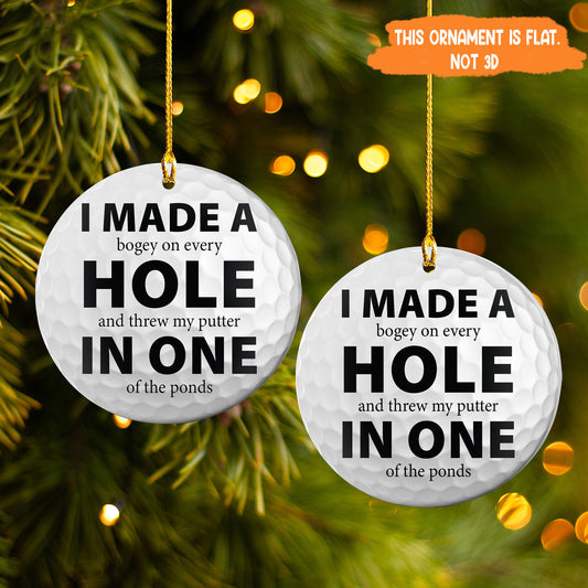 Petthouse | Golf Ball Christmas Ornament, I Made A Hole In One, Perfect Gift For Golfer, Funny Dad