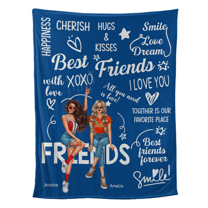 Petthouse | Personalized Cherish Hugs Kisses Fleece Blanket, To My Bestie Sherpa Blanket, Gifts For Best Friend