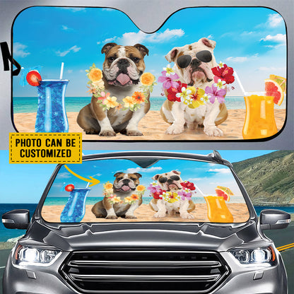 Petthouse | English Bulldog Summer Time Sunshade Personalized Dog Lover Sunshade Windshield Car Accessories