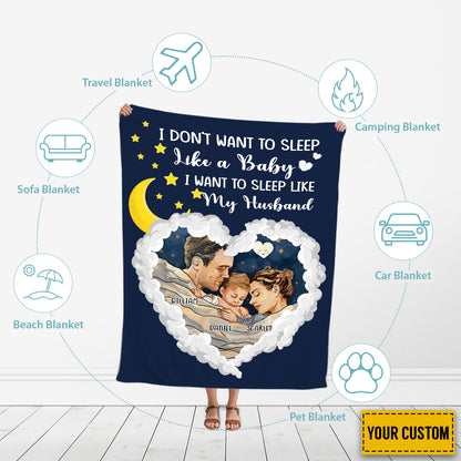 Petthouse | Personalized Sleep Like My Husband Throw Blanket, Family Fleece Blanket, Anniversary Husband Gifts