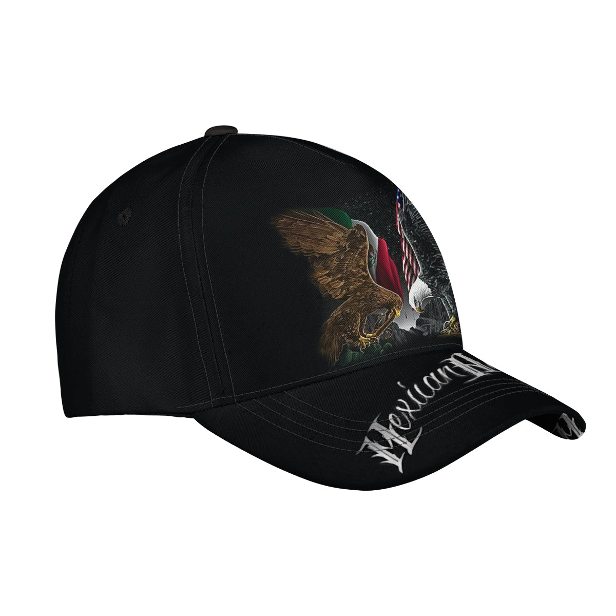 Petthouse | Mexican American Black Baseball Cap For Men Eagle Hat Birthday Gift For Mexican Men Eagle Black Hat