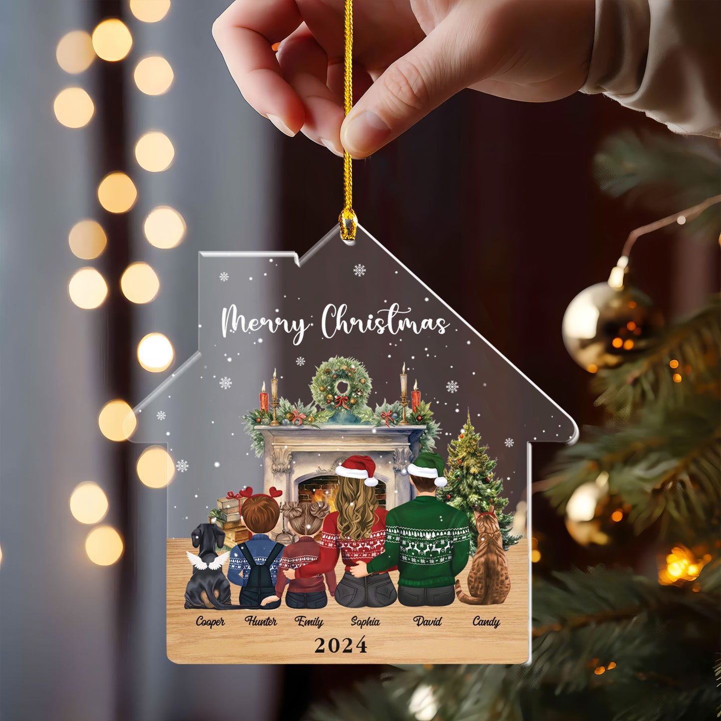 Petthouse | Personalized Family Ornament, Family Christmas Ornament With Pets, Family And Pet Ornament