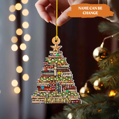 Petthouse | Personalized Name Christmas Book Tree Ornament, Bookish Xmas Ornament, Book Lover Gift