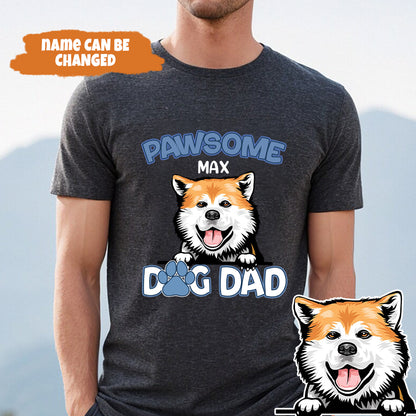 Petthouse | Custom Dog Pawsome Dog Dad Shirt, Gift For Dog Lovers, Father's Day, Gift For Dad